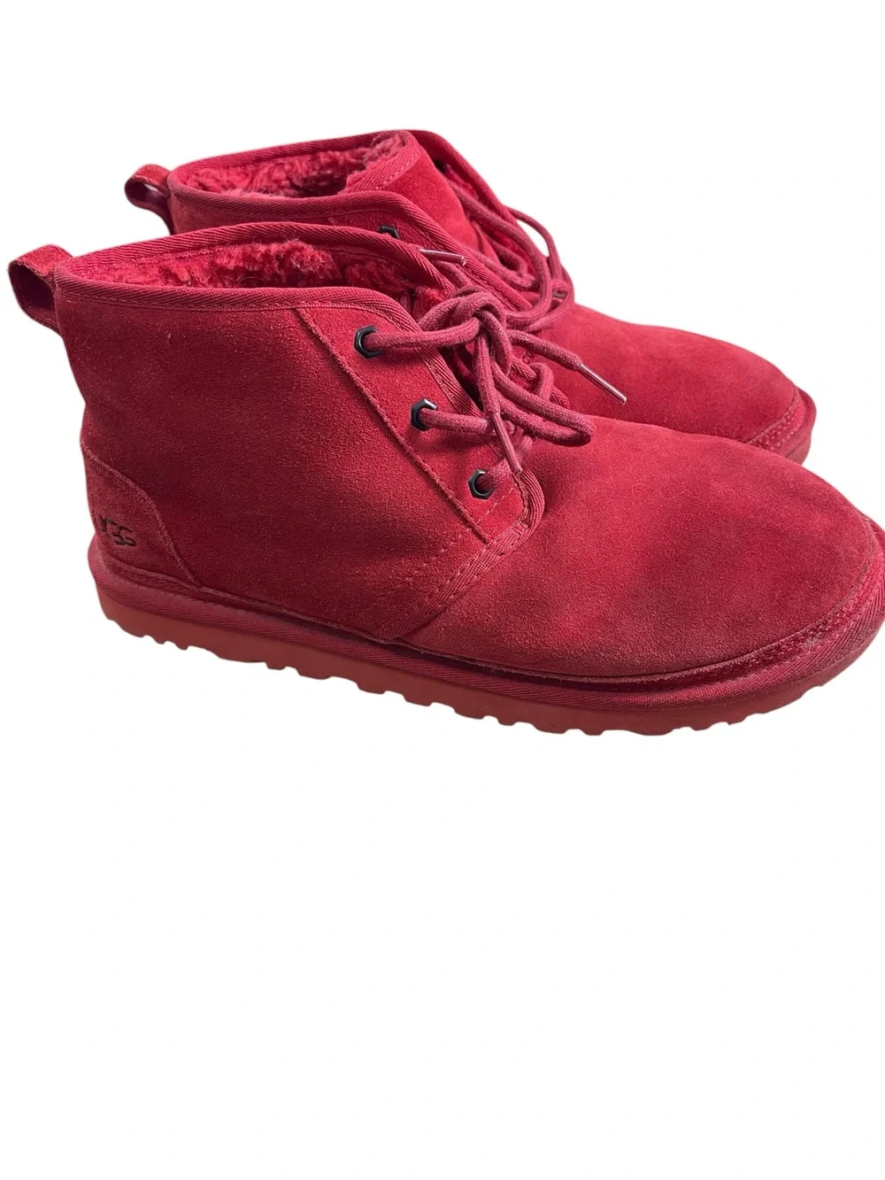 UGG men  neumel Red Suede Lace-Up Ankle Boots 10 S/N 3236